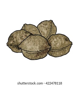 freehand drawn texture cartoon walnuts in shell