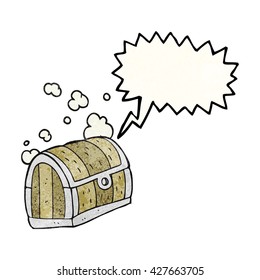 freehand drawn texture speech bubble cartoon treasure chest
