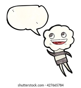 caricatura de burbuja de la textura dibujada a mano libre criatura de la cabeza de la nube linda