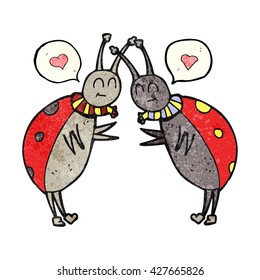 freehand drawn texture speech bubble cartoon ladybugs greeting