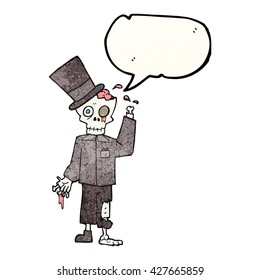 freehand drawn texture speech bubble cartoon posh zombie