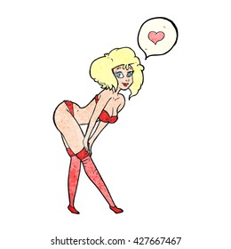 caricatura de burbuja de la textura dibujada a mano alzada chica poniendo medias