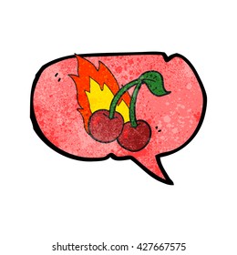 freehand drawn texture speech bubble cartoon flaming cherries