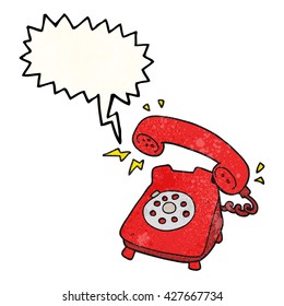 freehand drawn texture speech bubble cartoon ringing telephone