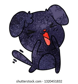 freehand drawn textured cartoon of cute kawaii dog
