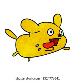 freehand drawn textured cartoon of cute kawaii dog