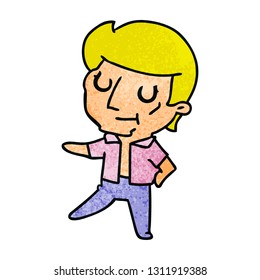 freehand drawn textured cartoon of kawaii older man