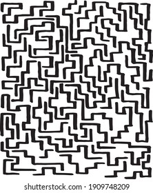 Freehand drawn thick marker lines based simplistic, manual feel monochrome pattern