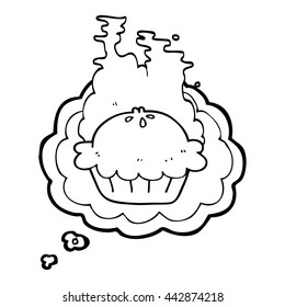 tarta de dibujos animados de burbujas de pensamiento dibujado a mano libre