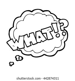 freehand drawn thought bubble cartoon shout WHAT!?