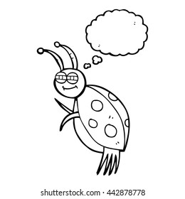 freehand drawn thought bubble cartoon ladybug