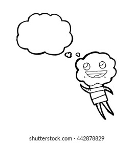freehand drawn thought bubble cartoon cute cloud head creature