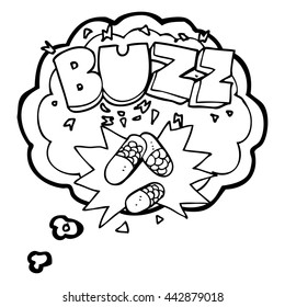 freehand drawn thought bubble cartoon stimulant pills