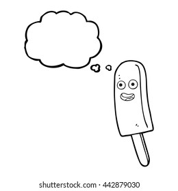 freehand drawn thought bubble cartoon ice lolly