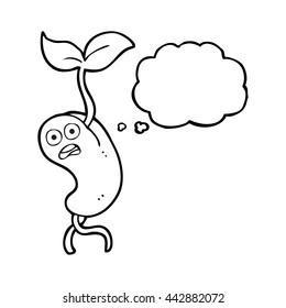 freehand drawn thought bubble cartoon sprouting seed