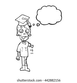 freehand drawn thought bubble cartoon zombie student