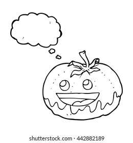 freehand drawn thought bubble cartoon tomato