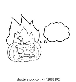freehand drawn thought bubble cartoon halloween pumpkin