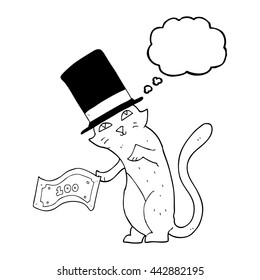 freehand drawn thought bubble cartoon rich cat