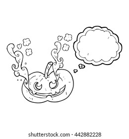 freehand drawn thought bubble cartoon halloween pumpkin