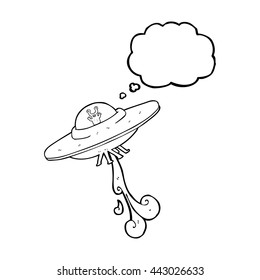 freehand drawn thought bubble cartoon alien spaceship