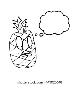 Ananas in freehand gezeichneter Gedankenblase
