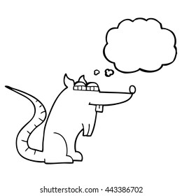 freehand drawn thought bubble cartoon evil rat