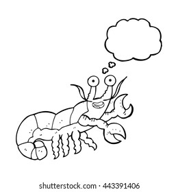 freehand drawn thought bubble cartoon lobster
