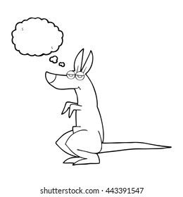 freehand drawn thought bubble cartoon kangaroo