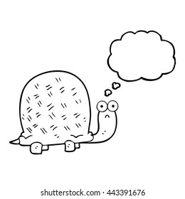 freehand drawn thought bubble cartoon sad turtle