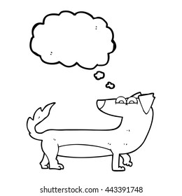 freehand drawn thought bubble cartoon dog