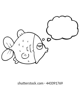 Cartoon lustige Fische mit Gedankenblase