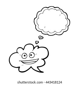 dibujo a mano libre pensamiento burbuja de dibujos animados nube de pensamiento burbuja con cara