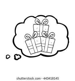 freehand drawn thought bubble cartoon christmas gifts