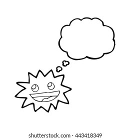 freehand drawn thought bubble cartoon star with face