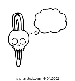 freehand drawn thought bubble cartoon skull hairclip