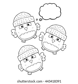 freehand drawn thought bubble cartoon cute owls