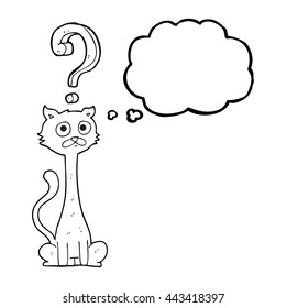 dibujo a mano libre pensamiento burbuja dibujos animados gato curioso
