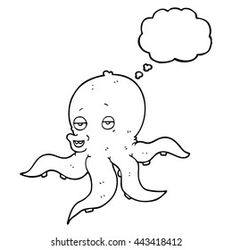 freehand drawn thought bubble cartoon octopus