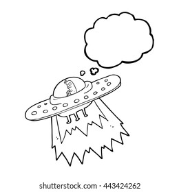 freehand drawn thought bubble cartoon ufo