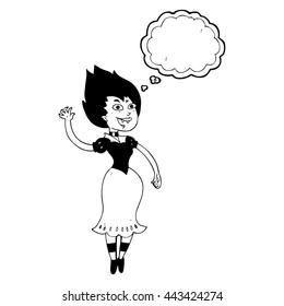 freehand drawn thought bubble cartoon blood sucking vampire girl