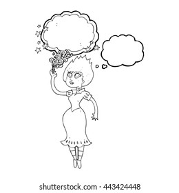 freehand drawn thought bubble cartoon vampire girl