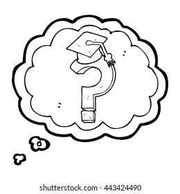 freehand gezeichnete Gedankenblase Cartoon Graduierung auf Fragezeichen
