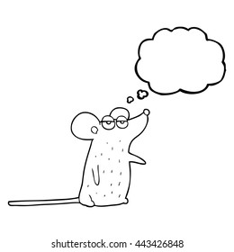 freehand drawn thought bubble cartoon mouse