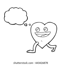 freehand drawn thought bubble cartoon walking heart