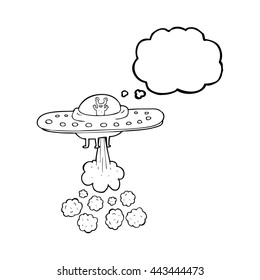 freehand drawn thought bubble cartoon flying saucer