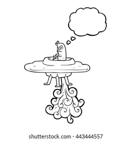 freehand drawn thought bubble cartoon flying saucer