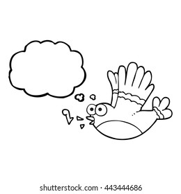 freehand drawn thought bubble cartoon singing bird