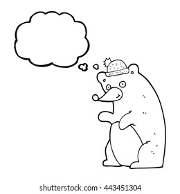 freehand drawn thought bubble cartoon bear
