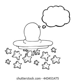 freehand drawn thought bubble cartoon flying saucer